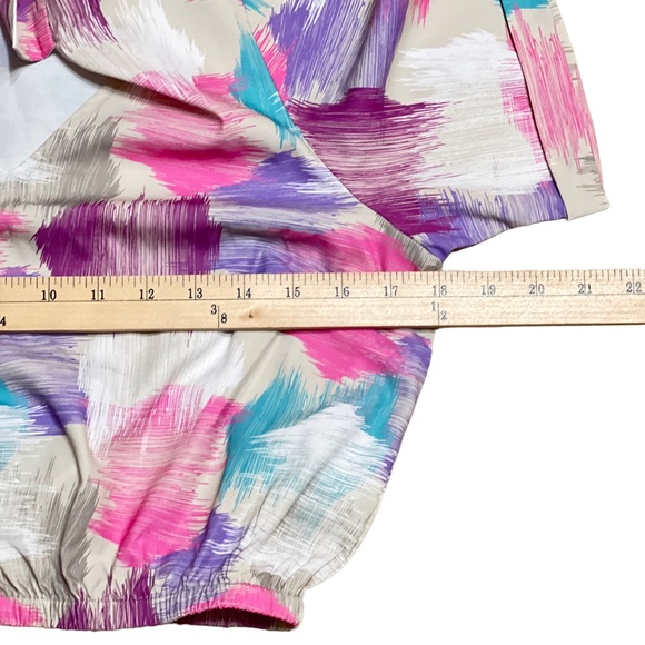 Zink London Multicolor Abstract Crop V-Neck Button-Up Blouse Women’s Size XS - Picture 8 of 10